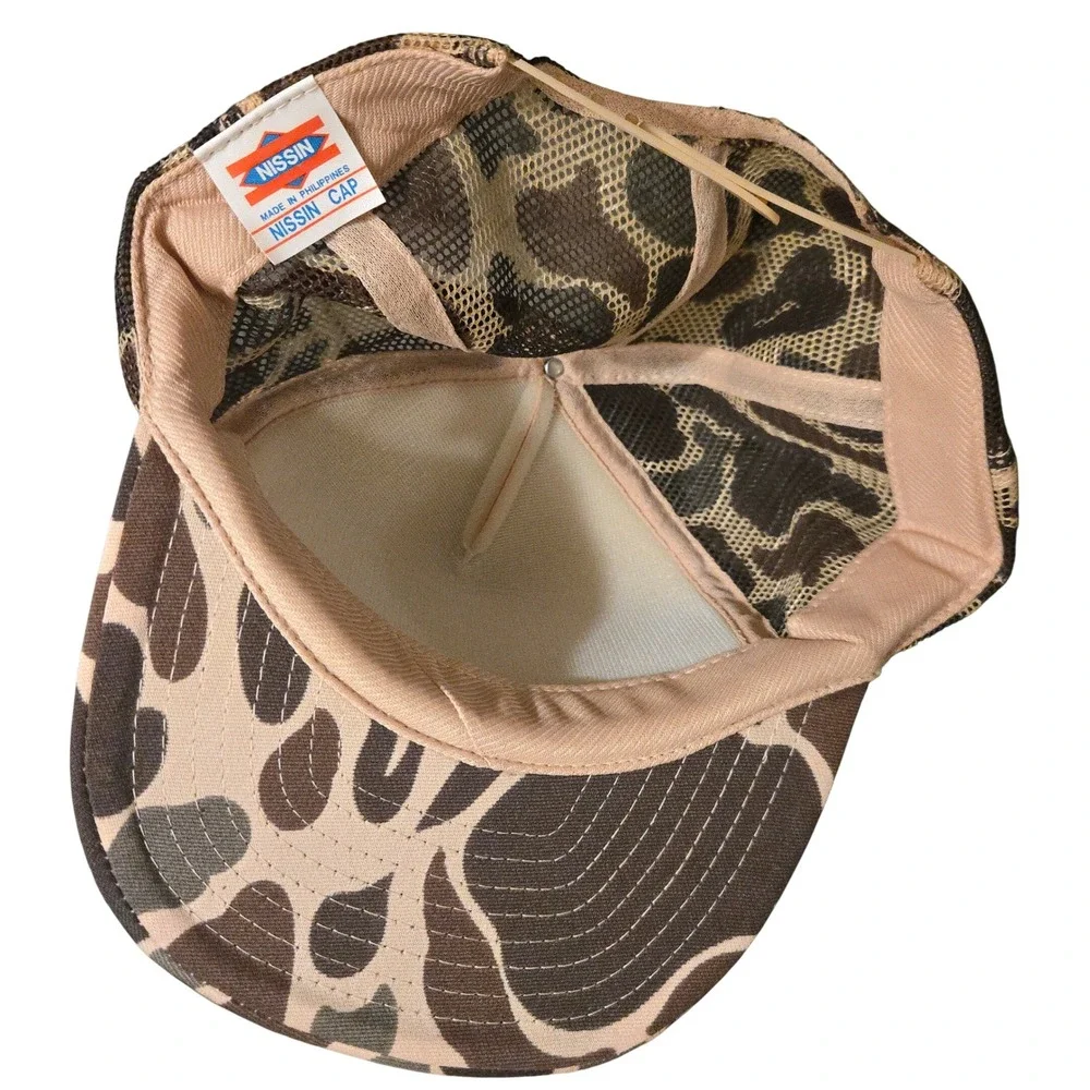 VTG 1986 BSA Strake Camp Bill  Name Patch Hat Deadstock Nissin Camo Mesh Trucker